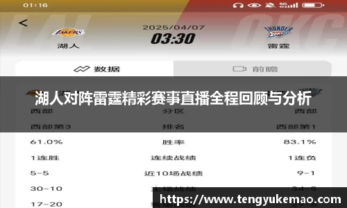 湖人对阵雷霆精彩赛事直播全程回顾与分析